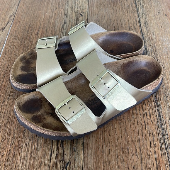 Birkenstock Arizona Gold Birko-Flor 39 / 8-8.5 - Picture 2 of 11